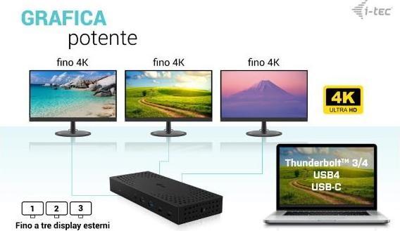 Produktbild i-tec Docking Universale USB3.0/USB-C/ TB - Triplo Monitor 4K (3 Monitor: 2xDP, 3xHDMI) + PD 1