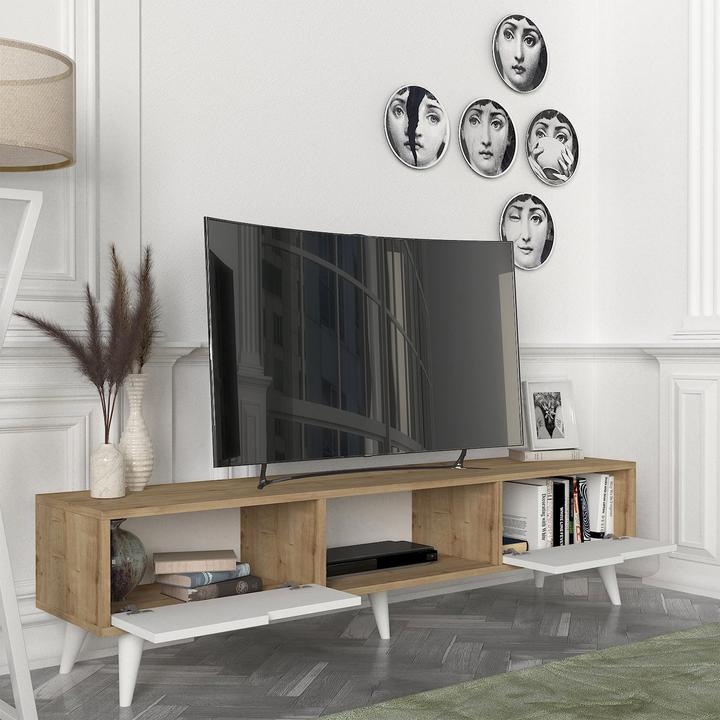 Immagine prodotto En.Casa Fernsehschrank Kullila 160x35x40 cm Eicheoptik/Weiss (160 x 35 x 40 cm)