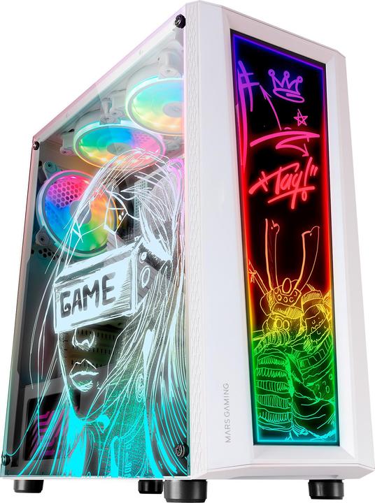 Produktbild Mars Gaming Boitier Moyen Tour ATX MC-ART RGB avec panneaux vitrés (Blanc) (mATX, Mini-ITX, ATX)