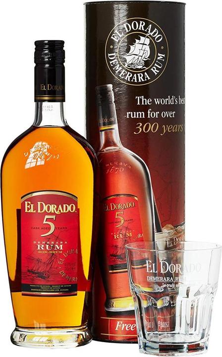 Produktbild El Dorado 5 Years Old Rum mit Etui und Glas (1 x 40 cl)