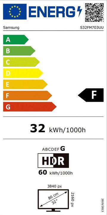 Energie-Label Samsung White 4k Smart Monitor Hdr10 Ai (3840 x 2160 Pixel, 32")