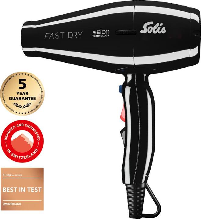 Image du produit Solis Fast Dry 360º ionic noir Sèche-cheveux professionnel avec cordon rotatif à 360° (381)