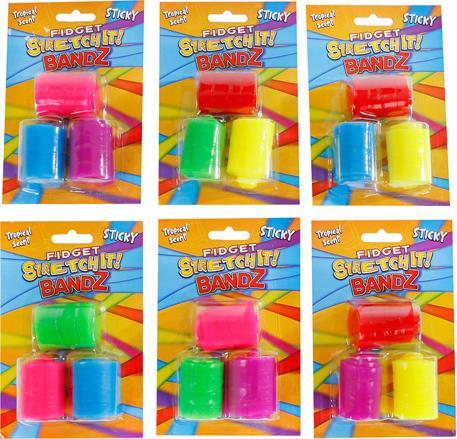 Fidget Sticky Stretch-it Bandz, 3 pieces.