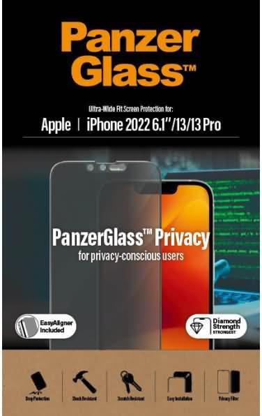 Image du produit PanzerGlass Protection d'écran Ultra Wide Fit Privacy iPhone 14 (1 pièce(s), Apple iPhone 14, Apple iPhone 13, Apple iPhone 13 Pro)