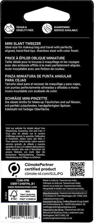 Nutritional values and ingredients Tweezerman Mini Slant Tweezer