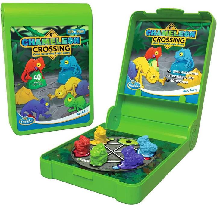 Actual product image Ravensburger ThinkFun 76577 - Flip N' Chameleon Crossing - the travelling logic game, for children and adults 8+ (German, French, Italian)