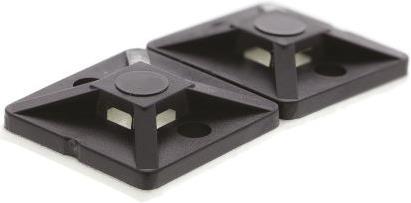 Actual product image HellermannTyton Black s/adhesive c/tie base, 19x19mm (Fixing loops, 19 mm, 100 pcs.)