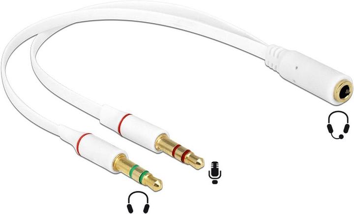 Immagine prodotto Delock Adattatore per cuffie 1 x 3,5 mm presa jack a 4 pin > 2 x 3,5 mm 3 pin (0.20 m)