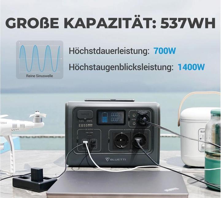 Immagine prodotto Bluetti EB55 (537 Wh, 7.50 kg)