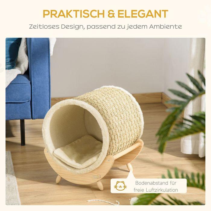 Produktbild Swisshandel24 Katzenhöhle Katzenbett mit Regal Katzenhaus Katzenhütte mit Kratzunterlage Indoor Kiefernholz Flanel (Katze)