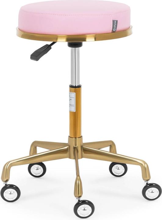 Produktbild Physa Rollhocker höhenverstellbar 150 kg Zartrosa / Gold Arbeitshocker mit Rollen