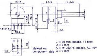 Produktbild OMEG Potmeter Stereo Log 10k