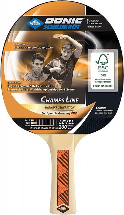 Donic Schildkröt SCHILDKRÖT Tischtennisschläger "Champs Line 200 FSC" Einsteiger-Serie, 5-faches Spezial-Sperrholz...