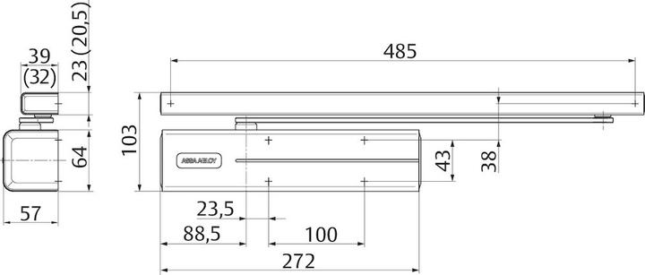 Image du produit Assa Abloy Ferme-porte à glissière DC 700 Montage normal côté paumelles EN 3-6 argent EN 3-6 (Intérieur)