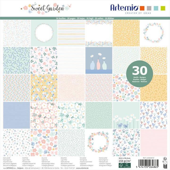 Image du produit Artemio Scrapbook-Block "Sweet Garden" (150 g/m²)