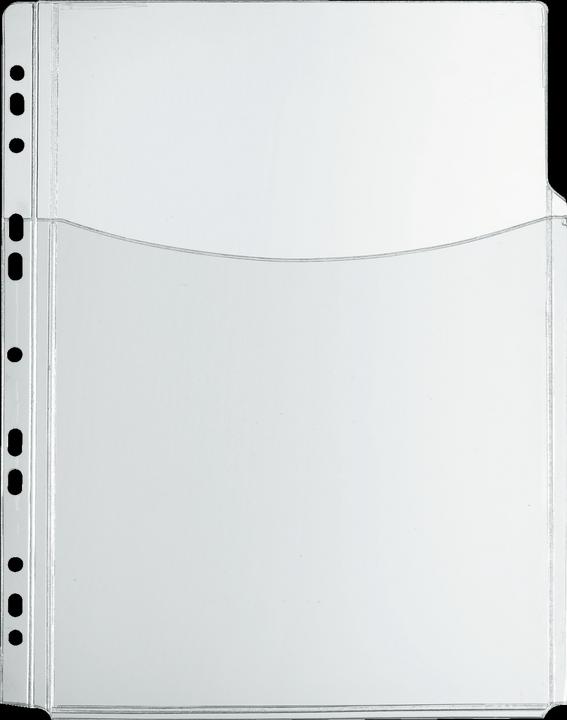 Produktbild Herlitz Prospekthülle mit Faltentasche, DIN A4, PVC, 0,30 mm glasklar, Eurolochung, extra stark, oben offen (A4, 5 x)