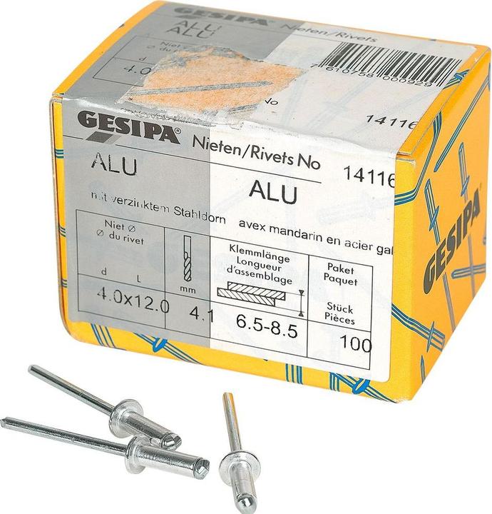Gesipa Blindnieten 4.0x12 mm Aluminium 100 Stück