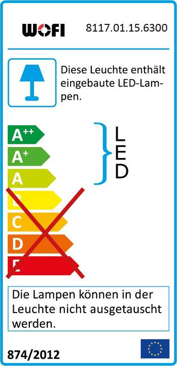 Energie-Label Wofi SOUL LED-Tischleuchte 6.5W, Goldfarbig