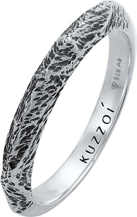 Actual product image Kuzzoi Ring Mens Band Ring Narrow Used Look 925 Silver (64, 925 Silver)