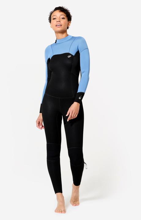 Olaian Neoprenanzug Surfen Damen Backzip 500 3/2 mm schwarz/blau (3/2 mm, XS)