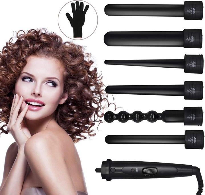 Immagine prodotto Menqang Ferro arricciacapelli 6 in 1 (9 mm, 19 mm, 25 mm, 32 mm)
