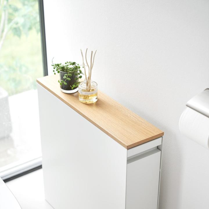 Produktbild Yamazaki Auszieh-Regal mit Holzablage TOWER (14 x 56 x 55 cm)