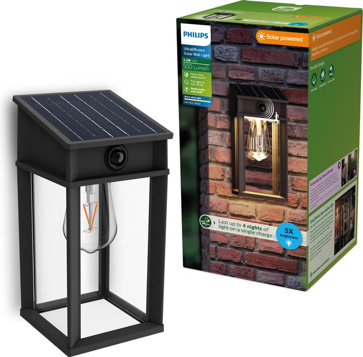 Productafbeelding Philips Lighting Geri 929004632601 Solar-Aussenwandleuchte 3.2 W Warmweiss Schwa (500 lm, IP44)