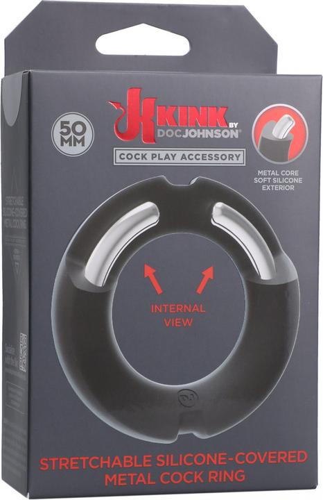 Actual product image Doc Johnson Kink HYBRID Silicone Covered Metal Cock Ring 50mm (5 cm)