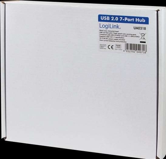 Produktbild LogiLink USB 2.0 Hub, 7-Ports, Industrieausführung (USB-A, 7 Ports)