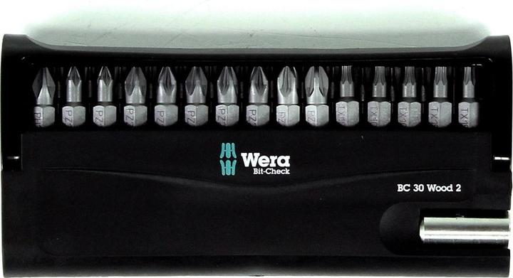 Actual product image Wera Bit-Check 30 Wood 2 (Cross Pozidriv PZ M2, Cross Pozidriv PZ M3, Cross Phillips PH M2, Cross Pozidriv PZ M1)