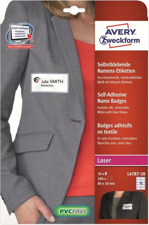Actual product image Avery Name labels 80 x 50 mm, 20 Blatt