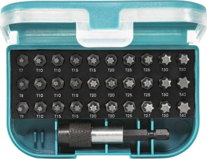 Actual product image Makita P-73352 Bit-Set 31 parts indoor TORX (Hexagon socket TX M8, Hexagon socket TX M15, Hexagon socket TX M25, Hexagon socket TX M7, Hexagon socket TX M9, Hexagon socket TX M10, Hexagon socket TX M20, Hexagon socket TX M27, Hexagon socket TX M30, Hexagon socket TX M40)