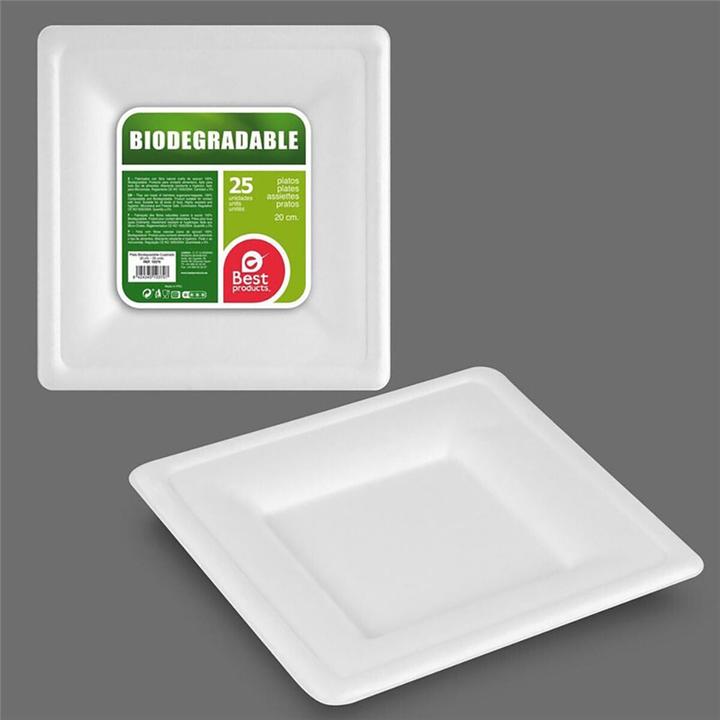 Produktbild Best Products Green Geschirr-Set Zuckerrohr Ø 20 cm Biologisch abbaubar Einwegartikel 25 Stück (25 x)