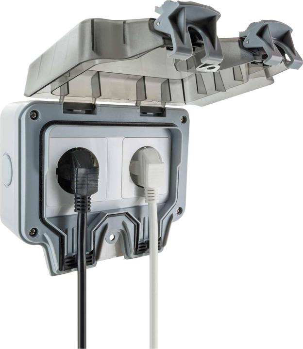 Produktbild Schwaiger Aussensteckdose IP66 2-Fach Schuko-Unterputzdose