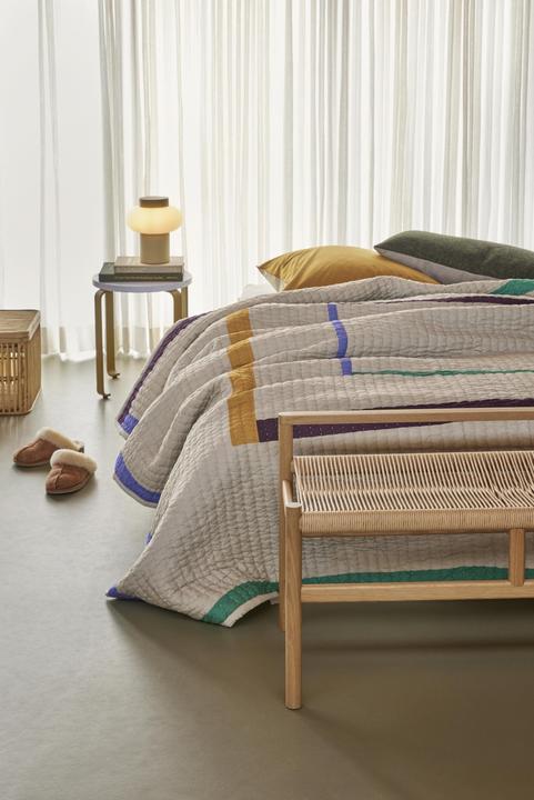 Actual product image Hübsch Pretty - Twist Bedspread Square 260x260 Sand/Multicolour (260 x 260 cm)
