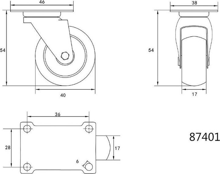 Image du produit Toya Vorel Koło Skrętne Polipropylenowe 40mm
