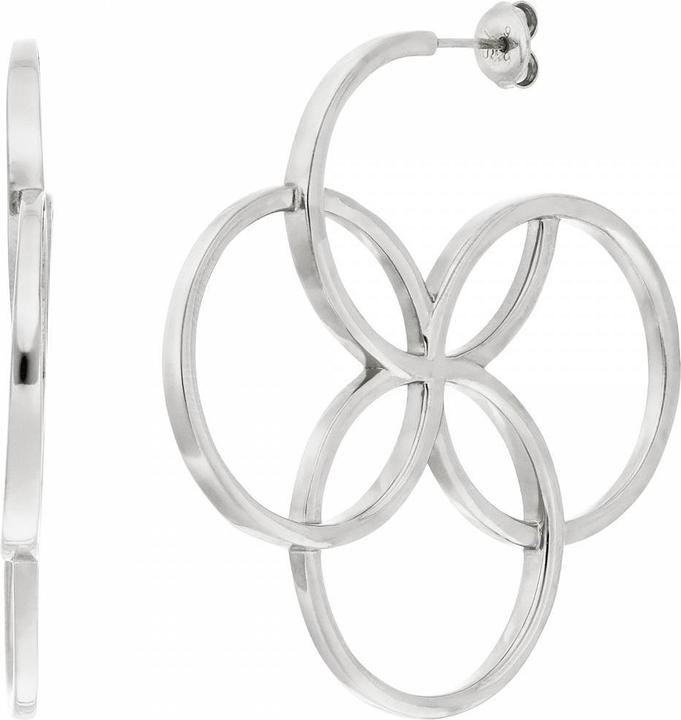 Immagine prodotto Orecchini a cerchio con charm a forma di trifoglio, argento 925 (Argento 925, rodiato (solido))