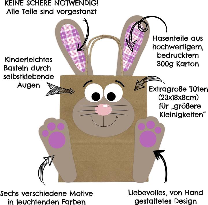 Produktbild Papierdrachen Grosse Osterhasen (Geschenktüte, 12 x)