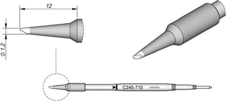 Immagine prodotto JBC Punta per saldatura serie C245, forma rotonda, C245710/Ø 1,2 mm, smussata (Scorta)