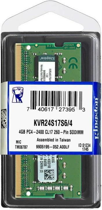 Produktbild Kingston ValueRAM (1 x 4GB, 2400 MHz, DDR4-RAM, SO-DIMM)