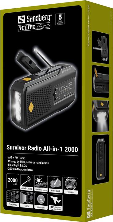 Produktbild Sandberg Survivor Radio All-in-1 2000 (AM, FM, Radio Frequency (RF))