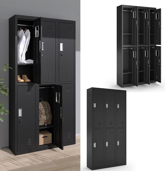 Produktbild Vicco Schliessfachschrank, Schwarz, 90 x 180 cm 6 Fächer