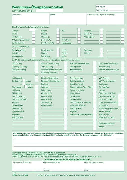 Nährwerte und Zutaten Rnk Wohnungsübergabeprotokoll (3 x)