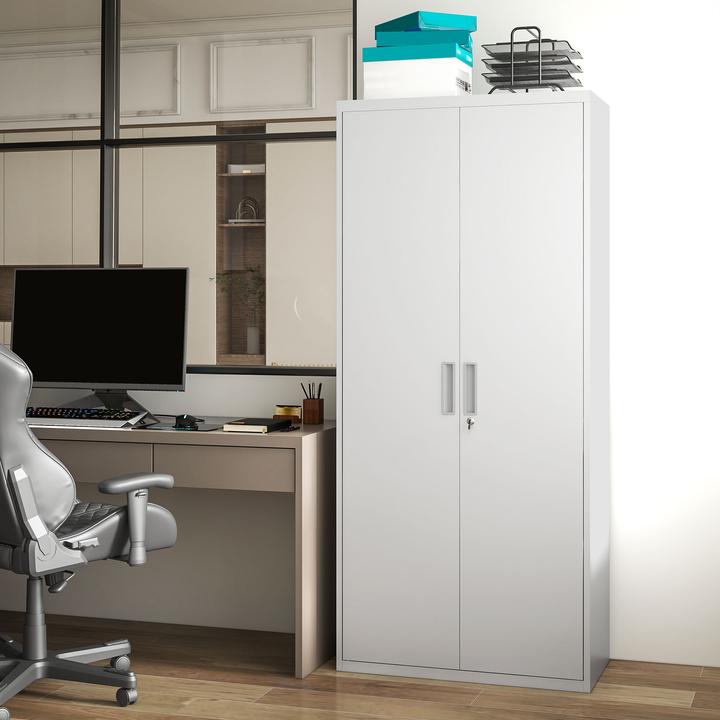 Produktbild Homcom Aktenschrank Stahl Weiss (80 x 40 x 180 cm)