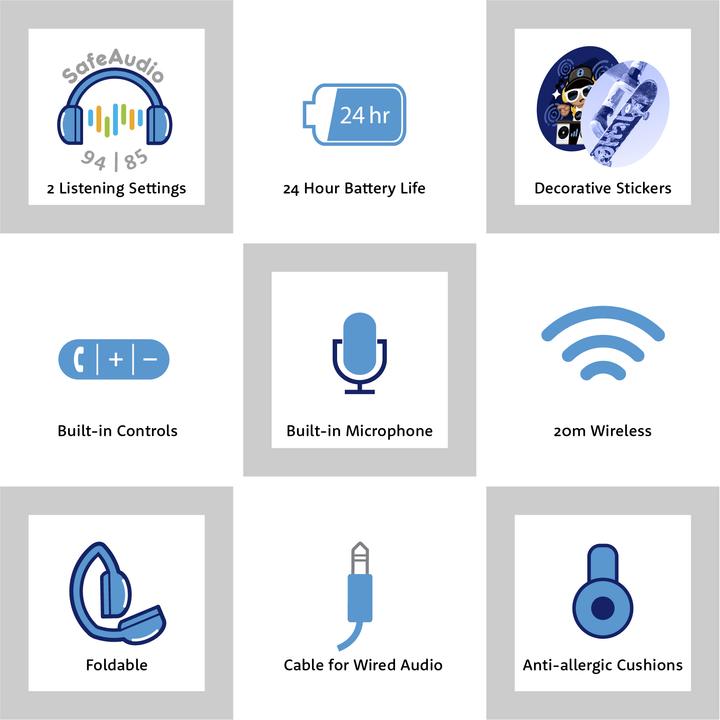 Produktbild Buddyphones kids headphones wireless POPFun (Blue)