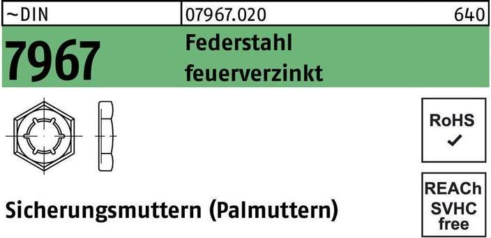 Immagine prodotto Dado di bloccaggio DIN 7967 M 12 Acciaio per molle zincato a caldo