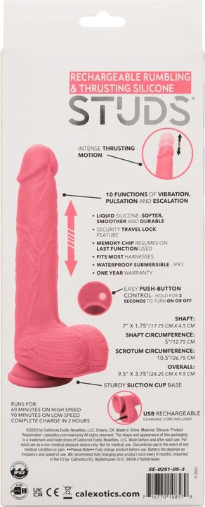 Actual product image CalExotics Studs Realistic Vibrator 10 Vibrations Pink