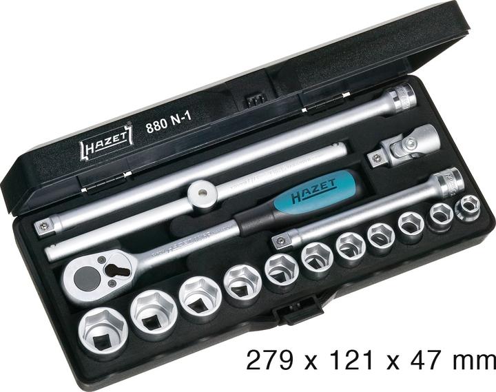 Actual product image HAZET Socket set 880N-1 ∙ Square, hollow 10 mm (3/8 inch) ∙ Outside hexagon traction profile ∙ 8 ∙ … (16 mm, 20 mm, 19 mm, 17 mm, 15 mm, 13 mm, 9 mm, 10 mm, 14 mm, 21 mm, 18 mm, 11 mm, 12 mm, 8 mm, 22 mm)