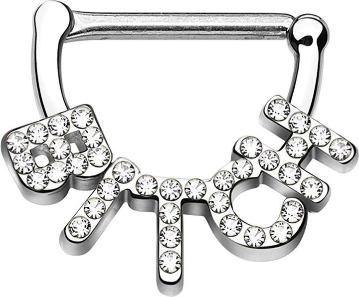 Immagine prodotto Star Piercing Barbell Clicker silber Bitch (Acciaio chirurgico 316L, Ottone)