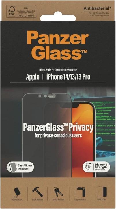 Produktbild PanzerGlass Ultra-Wide Fit Privacy (1 Stück, Apple iPhone 13, Apple iPhone 13 Pro, Apple iPhone 14)